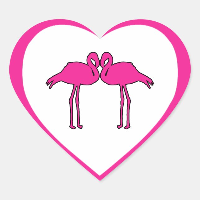 Pink Flamingos Heart Stickers (Front)
