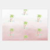 Pink Flamingos Hibiscus Floral Wrapping Paper Sheets (Front 2)