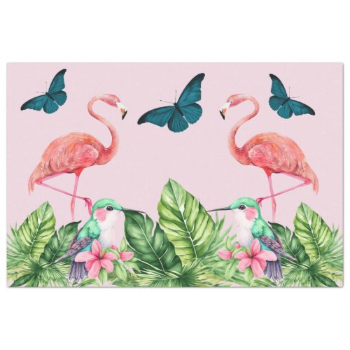 Pink Flamingos Hummingbirds  Butterflies Tissue Paper