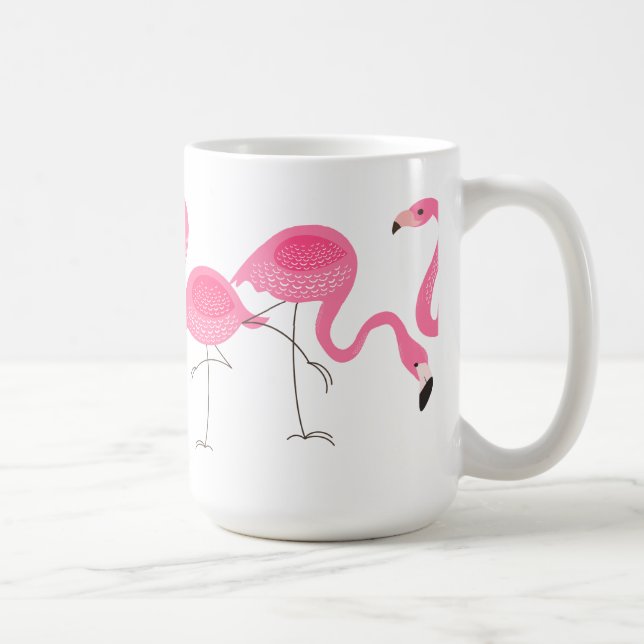 Pink Flamingos Illustration Coffee Mug (Right)