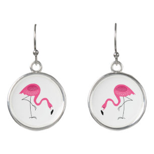 Pink Flamingos Illustration Earrings