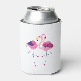 Pink Flamingos In Love Can Cooler