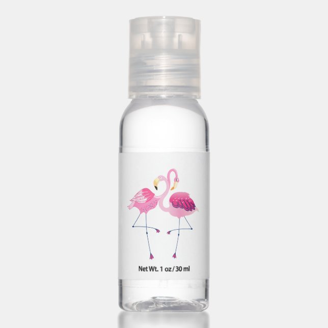 Pink flamingos in love hand sanitizer (Front)