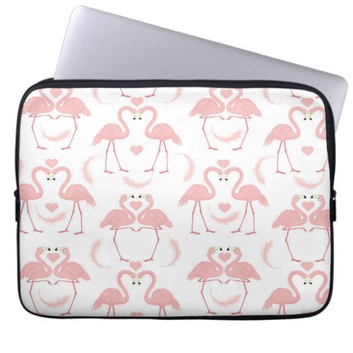 Pink Flamingos in Love Pattern Laptop Sleeve