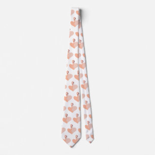 Pink Flamingos Love Black Tie, Heart Neck Tie