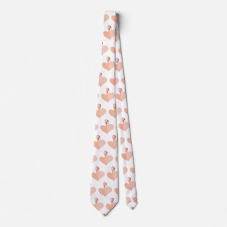 Pink Flamingos Love Black Tie, Heart Neck Tie