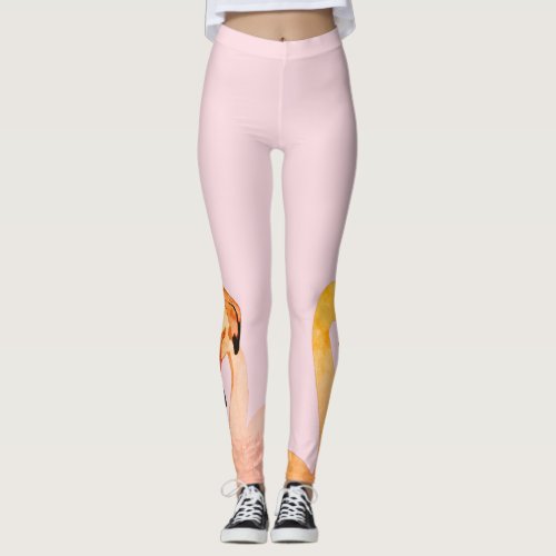 Pink Flamingos Love Custom Leggings