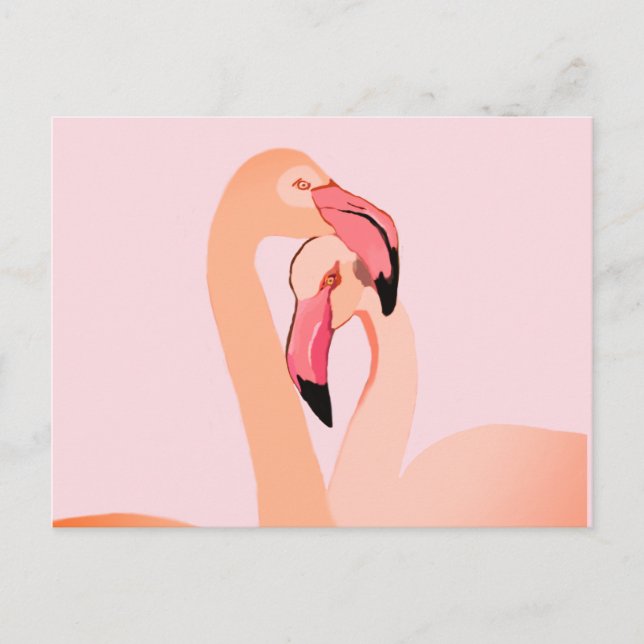 Pink Flamingos Love Postcard (Front)
