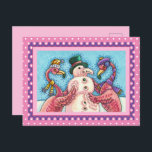 PINK FLAMINGOS MAKE SNOWMAN, FUNNY CHRISTMAS BIRDS HOLIDAY POSTCARD<br><div class="desc">SILLY FLAMINGOS MAKING PINK SNOWMAN.  SURE TO PLEASE.  HUMOROUS HOLIDAY POSTCARD *Customize ... .Look For Matching Items Susan Brack Designs</div>