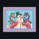 PINK FLAMINGOS MAKE SNOWMAN, FUNNY CHRISTMAS BIRDS POSTCARD<br><div class="desc">SILLY FLAMINGOS MAKING PINK SNOWMAN.  SURE TO PLEASE.  HOLIDAY POSTCARD *Customize ... .Look For Matching Items Susan Brack Designs</div>