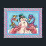 PINK FLAMINGOS MAKE SNOWMAN, FUNNY CHRISTMAS BIRDS POSTCARD<br><div class="desc">SILLY FLAMINGOS MAKING PINK SNOWMAN.  SURE TO PLEASE.  HOLIDAY POSTCARD *Customize ... .Look For Matching Items Susan Brack Designs</div>
