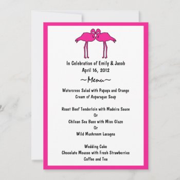 Pink Flamingos Menu Cards by TwoBecomeOne at Zazzle