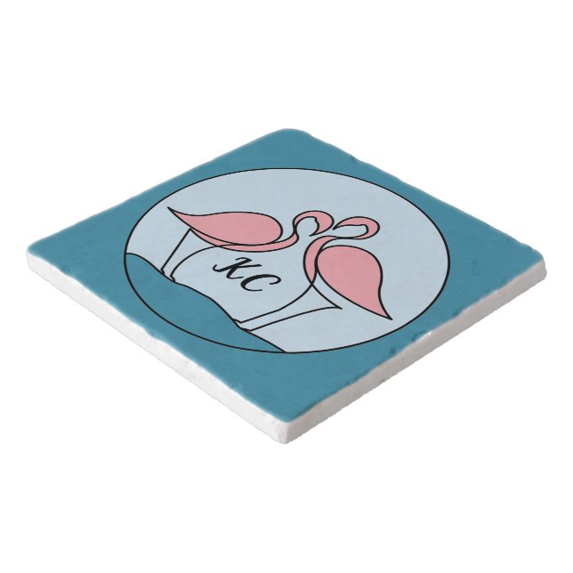 Pink Flamingos Monogram Art, or Photo Trivet (Corner)