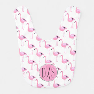 Pink Flamingos Monogram Bib