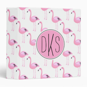 Pink Flamingos   Monogram Binder