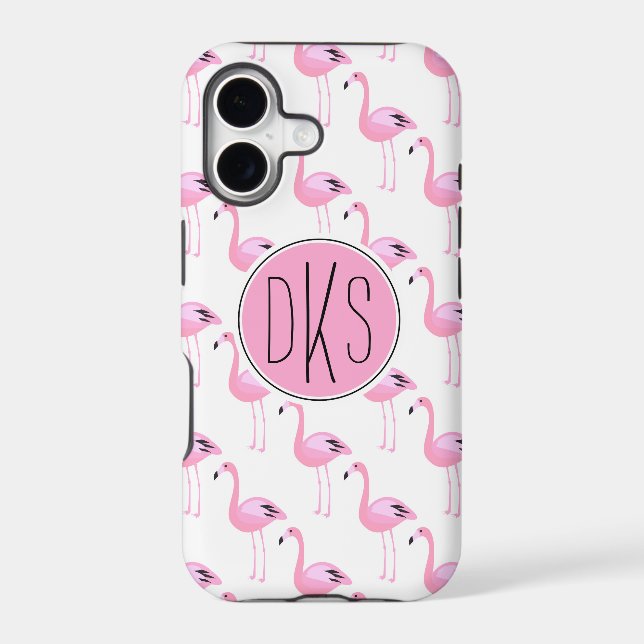 Pink Flamingos | Monogram Iphone Case (Back)