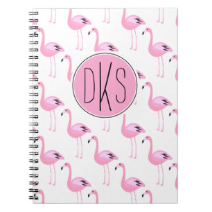 Pink Flamingos   Monogram Notebook
