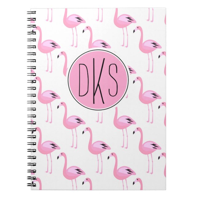 Pink Flamingos | Monogram Notebook (Front)