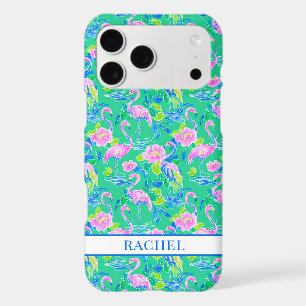 Pink Flamingos Monogrammed iPhone 17 Pro Max Case