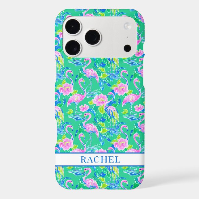Pink Flamingos Monogrammed Case-Mate iPhone Case (Back)