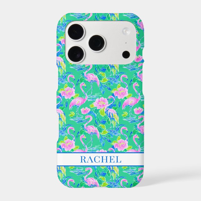 Pink Flamingos Monogrammed Case-Mate iPhone Case (Back)
