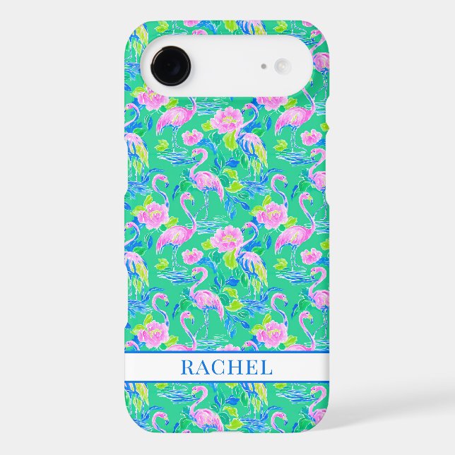 Pink Flamingos Monogrammed Case-Mate iPhone Case (Back)