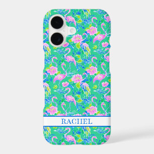 Pink Flamingos Monogrammed iPhone 17 Case