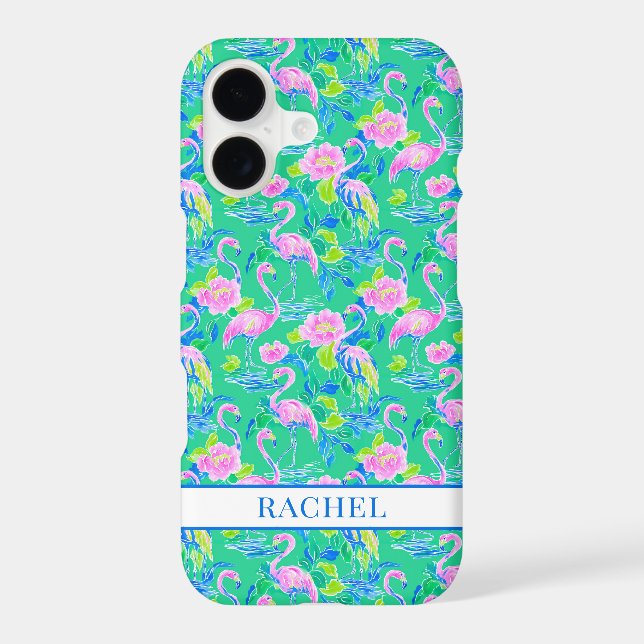 Pink Flamingos Monogrammed Case-Mate iPhone Case (Back)