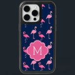 Pink Flamingos Monogrammed iPhone 15 Pro Max Case<br><div class="desc">Trendy and fun flamingos pattern monogrammed design.</div>