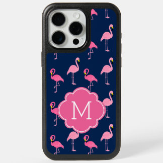 Pink Flamingos Monogrammed iPhone 15 Pro Max Case