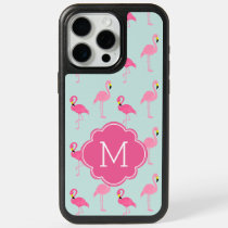 Pink Flamingos Monogrammed iPhone 15 Pro Max Case