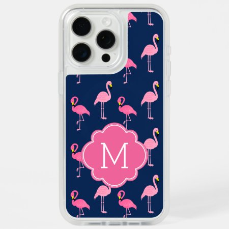 Pink Flamingos Monogrammed Iphone 15 Pro Max Case