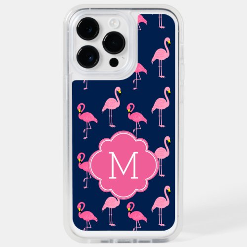 Pink Flamingos Monogrammed OtterBox iPhone 14 Pro Max Case