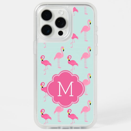 Pink Flamingos Monogrammed iPhone 15 Pro Max Case