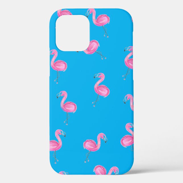 pink flamingos on aqua Case-Mate iPhone case (Back)