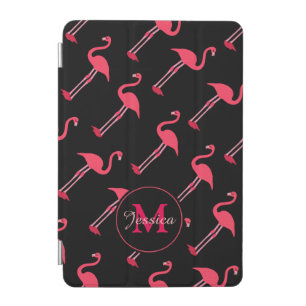 Pink Flamingos on Black iPad Mini Cover