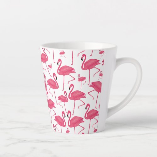 Pink Flamingos On White Background Latte Mug
