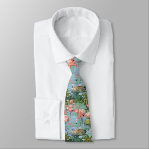 Pink Flamingos Paint by Number Neck Tie