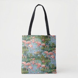 Pink Flamingos Paint by Number Tote Bag