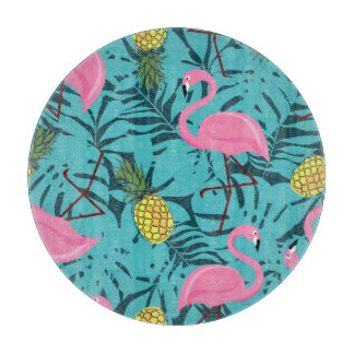 Pink Flamingos Palm: Exotic Hawaii Cutting Board