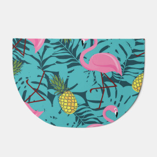 Pink Flamingos Palm: Exotic Hawaii Doormat