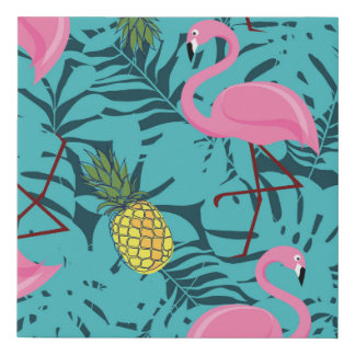 Pink Flamingos Palm: Exotic Hawaii Faux Canvas Print