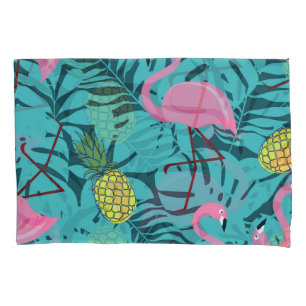 Pink Flamingos Palm: Exotic Hawaii Pillow Case
