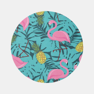 Pink Flamingos Palm: Exotic Hawaii Rug