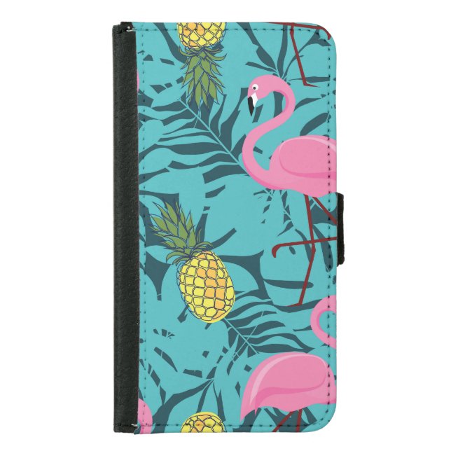 Pink Flamingos Palm: Exotic Hawaii Samsung Galaxy Wallet Case (Front)