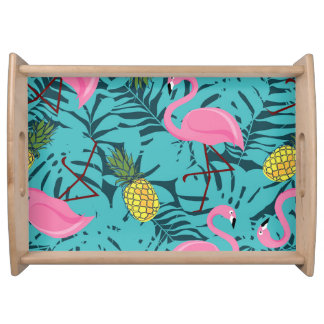 Pink Flamingos Palm: Exotic Hawaii Serving Tray