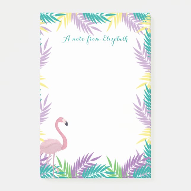 Pink Flamingos Palm Leaves Post-it Notes (Front)
