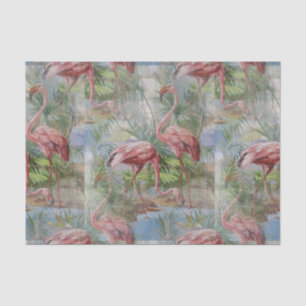 Pink Flamingos Palm Mosaic Tissue Paper