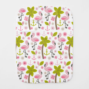 Pink Flamingos + Palm Trees Burp Cloth