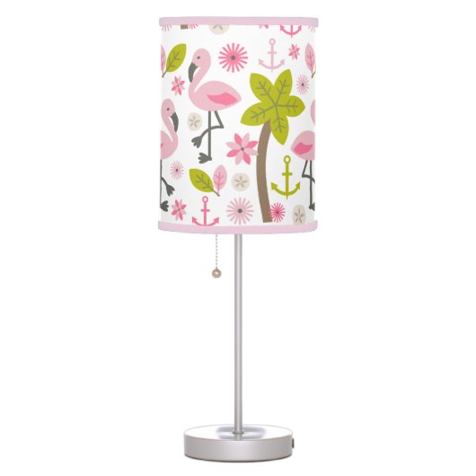 Pink Flamingos + Palm Trees Lamp (Right)